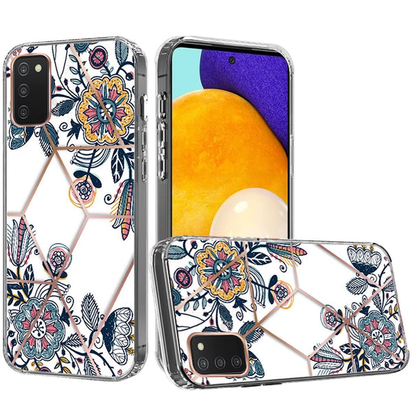 Samsung Galaxy A03s 2022 ART IMD Chrome Beautiful Design ShockProof Case Cover - Floral F
