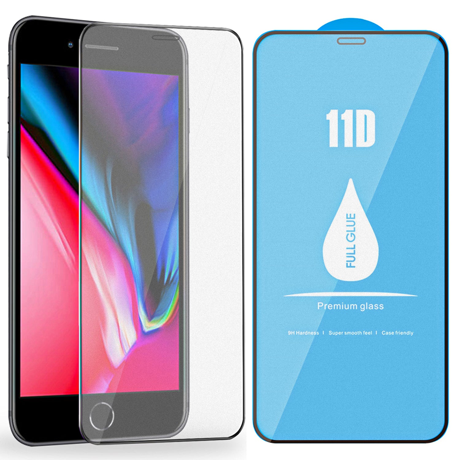 Apple iPhone 8 Plus/7 Plus Anti Finger Print 11D Full Glue High Grade Alumina Curved Screen Tempered Glass