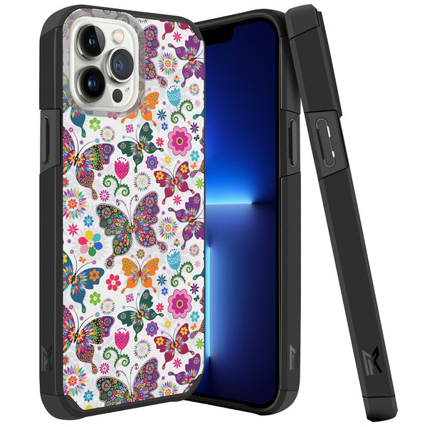 iPhone 13 Pro Max Premium Minimalistic Slim Tough ShockProof Hybrid Case Cover (Harmonious Butterfly Floral)