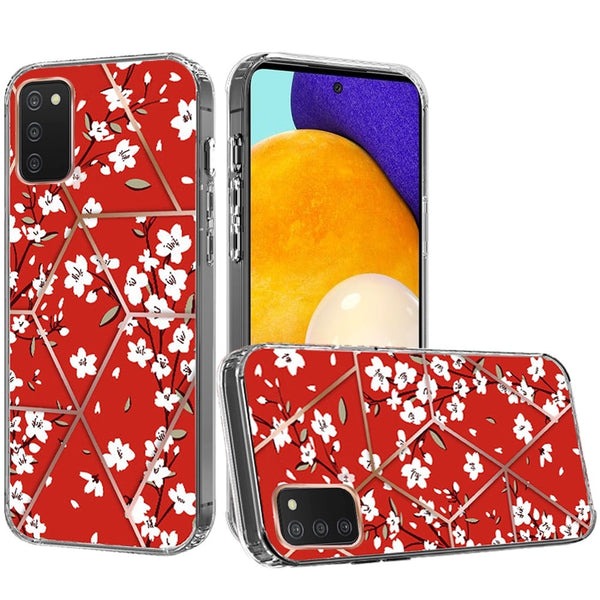 Samsung Galaxy A03s 2022 ART IMD Chrome Beautiful Design ShockProof Case Cover - Floral D