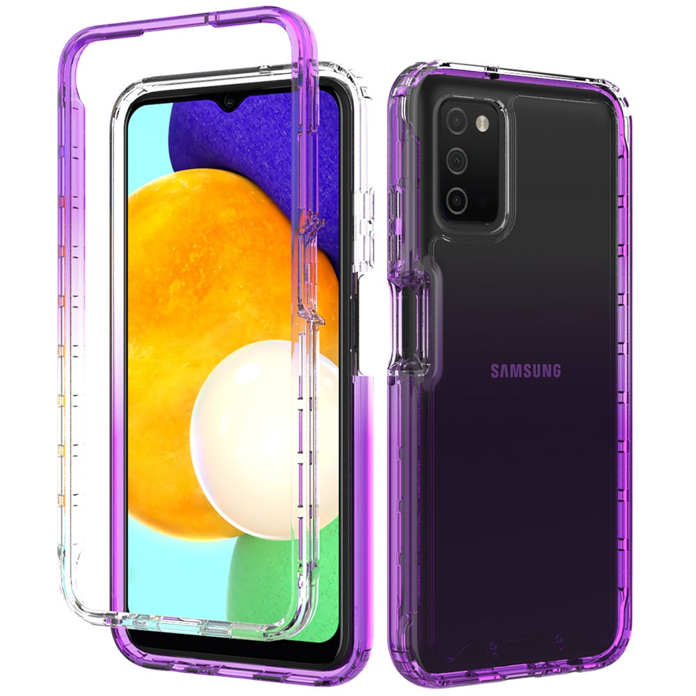 Samsung Galaxy A03s 2022 Two Tone Transparent Shockproof Case Cover - Purple