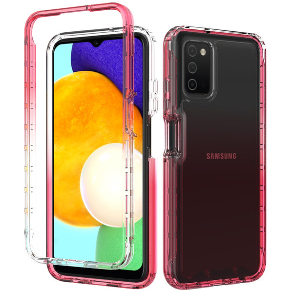 Samsung Galaxy A03s 2022 Two Tone Transparent Shockproof Case Cover - Red
